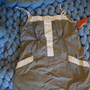 Grey and white dress strapless with buttons